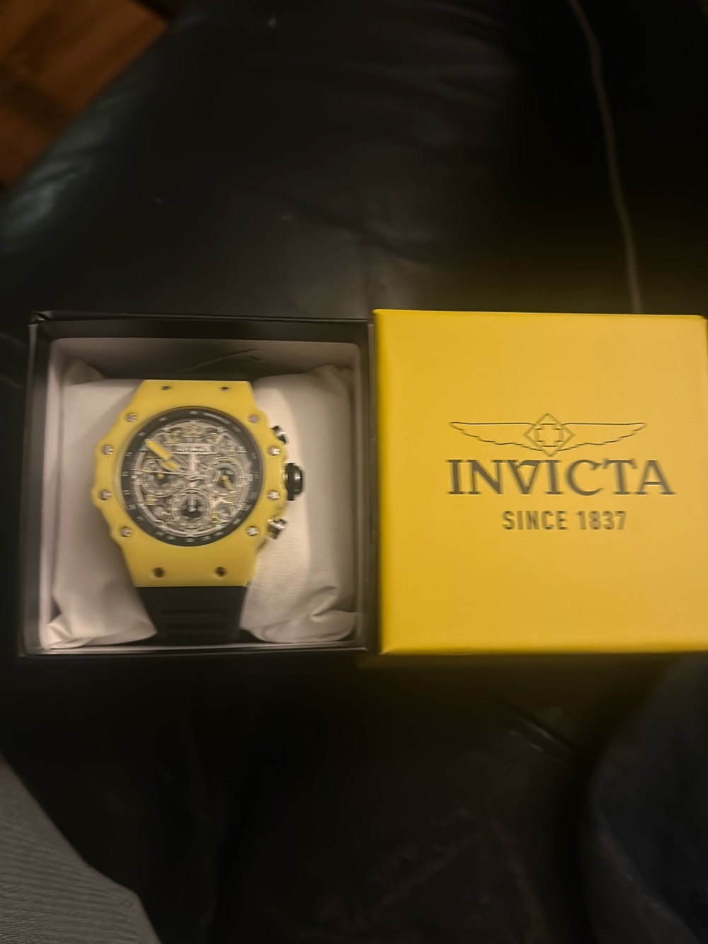 Invicta Yellow Bezel Sport Chronograph with Black Strap